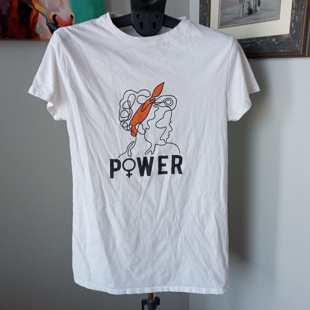 Nastygal Collection GIRL POWER white Graphic T-Shirt size 6